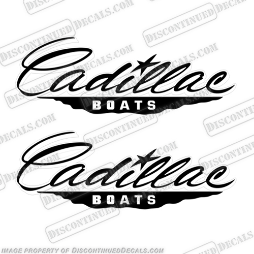 Cadillac Boat Decals - Black/White (Set of 2)  boat, logo, lettering, label, decal, sticker, kit, set, cadillac, caddy