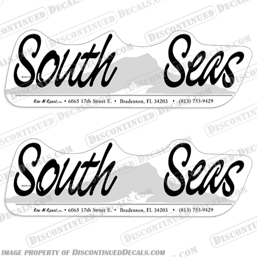 South Seas Sun and Sport Boat Decals (set of two) boat, decal, decals, stickers, logo, logos, south, seas, sun, and, sport, excel, boats, 2 color, set, of, 2