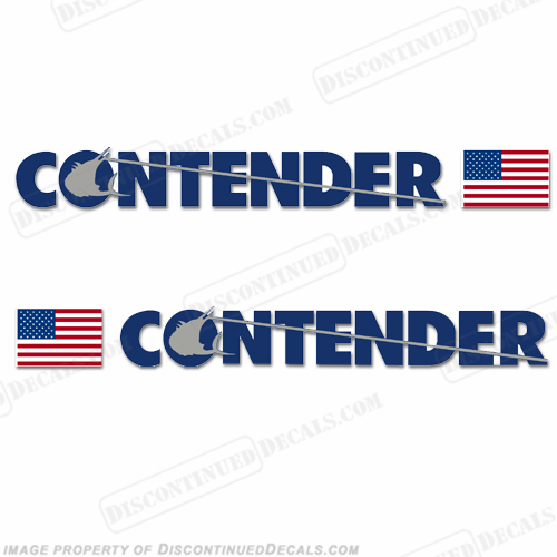 Contender Boat Logo Decal w/Flag - Set of 2