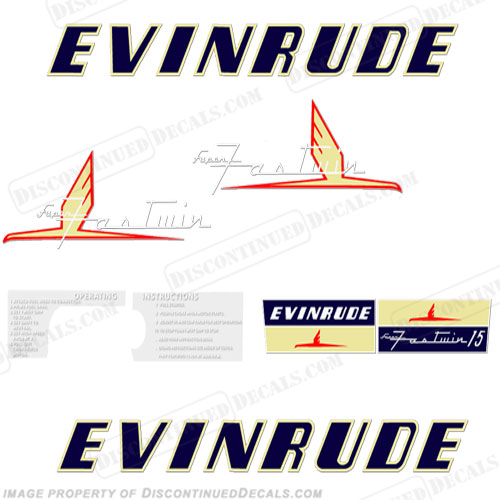 Evinrude 1954 15hp Decal Kit 1954, 54', '54, vintage, INCR10Aug2021