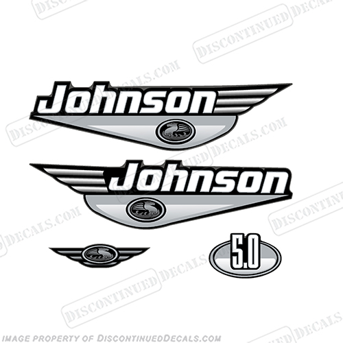 Johnson 5.0hp Decals (Silver) - 2000+ 5, 5hp, , INCR10Aug2021