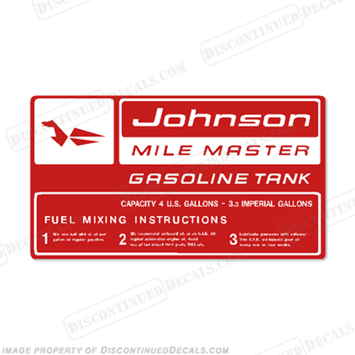 Johnson 1959 4 Gallon Gas Tank Decal INCR10Aug2021