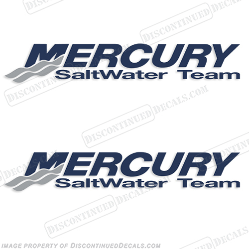"Mercury Saltwater Team" Logo Decals (Set of 2)  salt, water, salt-water, INCR10Aug2021