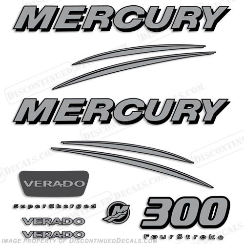 Mercury Verado 300hp Decal Kit - Silver