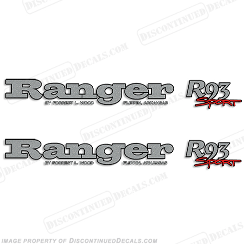 Ranger R93 Sport Decals (Set of 2) ranger, r, 93, 83, 91, boat, logo, marking, tag, model, sport, decals,decal, sticker, stickers, kit, set, INCR10Aug2021