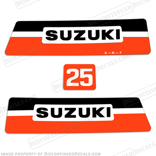 Suzuki 25hp (DT25) Decal Kit - 1970s 25, 1972, 72, 1970, INCR10Aug2021