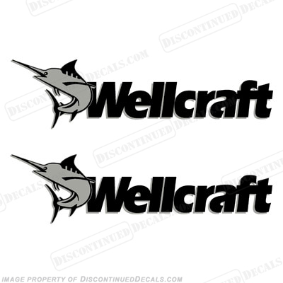 Wellcraft Boat Decals (Set of 2) - Silver/Black